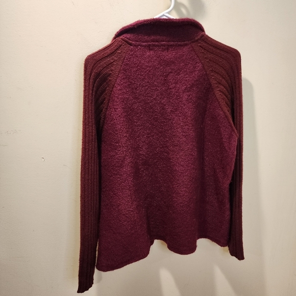 Style & Co Women's 100% wool Burgundy full zip Cardigan jacket Size M - Picture 7 of 8
